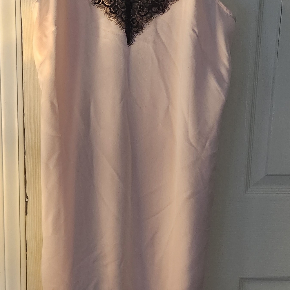 K/Lab Pink Midi Dress with Black Lace Detail